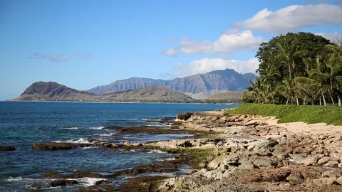 Ocean side from Ko'Olina Stock Footage