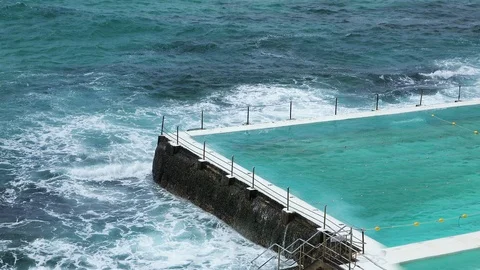 Ocean Side Pool in Bondi Beach Stock Footage 88229993