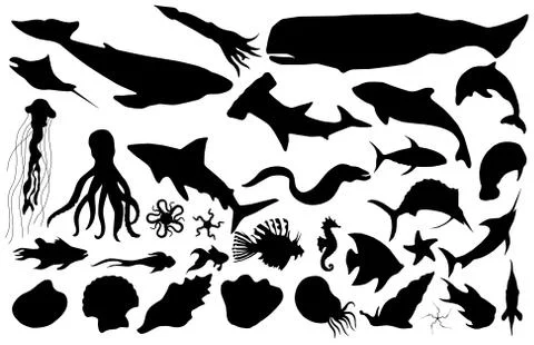 Ocean silhouettes Stock Illustration