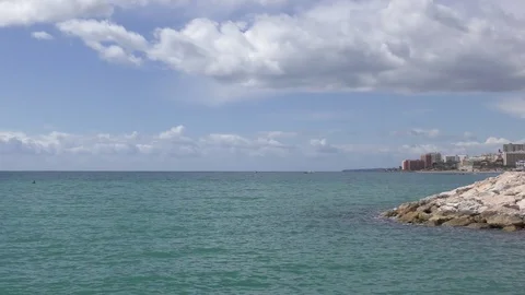 Ocean sky horizon lighthouse panning Stock Footage 74540743
