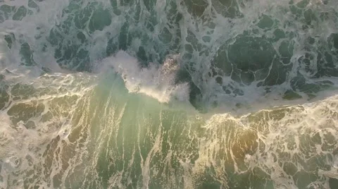 Ocean splash at evening aerial view Stock Footage