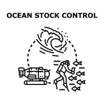 Ocean stock control and ecosystem management concept Stock Illustration