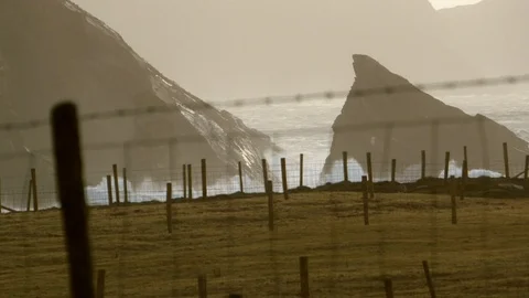 Ocean Storm Below Cinematic County Donegal Ireland Video stock 98492544