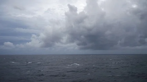 Ocean storm, black clouds, high wave and rain Stock Footage 71053698
