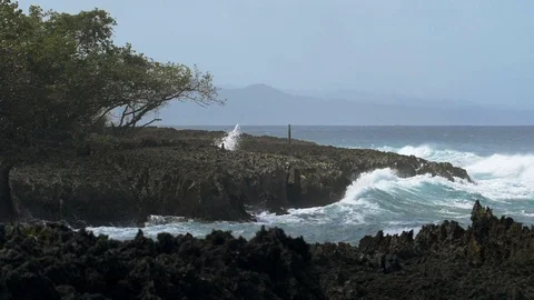 Ocean storm off the coast in slow motion. Stock Footage 124717626