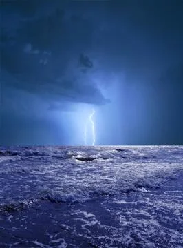 Ocean storm with lightning Fotos Stock