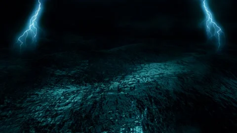 Ocean Storm with Lightnings Stock-Footage 142152920