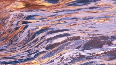 Ocean storm waves in SlowMotion. Golden pink lilac water. Sea surface closeup Stock-Footage 87269702