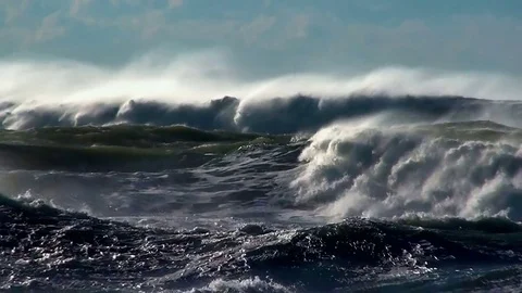 Ocean storm waves spray Stock Footage 73259226