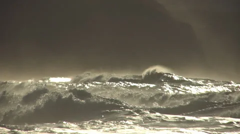 Ocean storm waves wind waves in sunlight Stock Footage 62403425