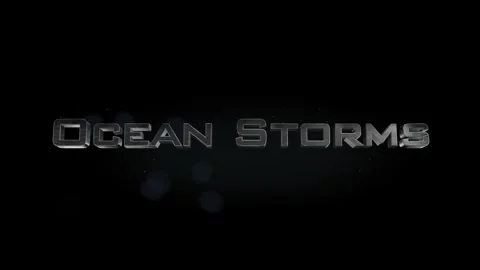 Ocean Storms title metal text on black alpha channel background Stock Footage 296230031