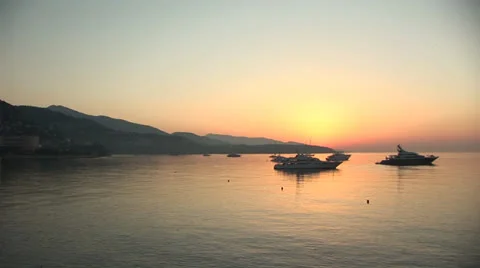 Ocean Sunrise in Monaco Stock Footage 25944457
