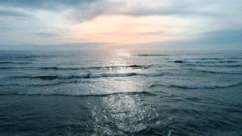 Into the Ocean Sunset, Aerial Slowmotion View Stock Footage 89728200