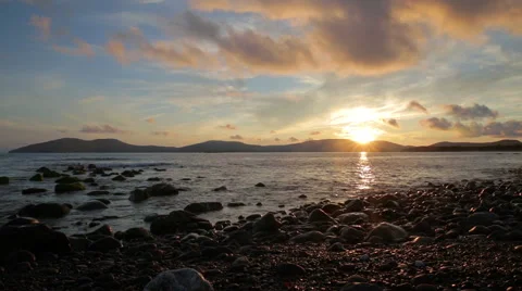 Ocean Sunset on Beach Stock Footage 40731391