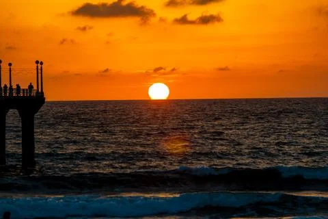 Ocean Sunset on the beach Stock Photos