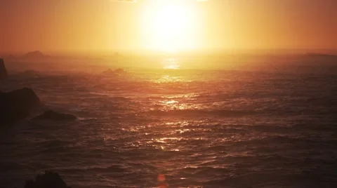 Ocean Sunset Bright Haze Stock Footage 49080573