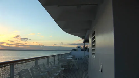 Ocean Sunset Cruise Ship Deck Stock-Footage 33604914