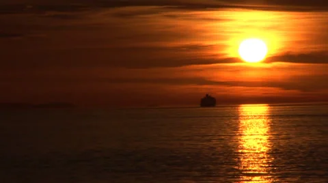 Ocean Sunset Cruise Ship Stock Footage 33604803