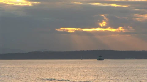 Ocean Sunset Cruise Ship Video stock 33604936