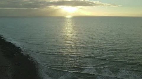 Ocean Sunset drone 4k Stock Footage 205537379
