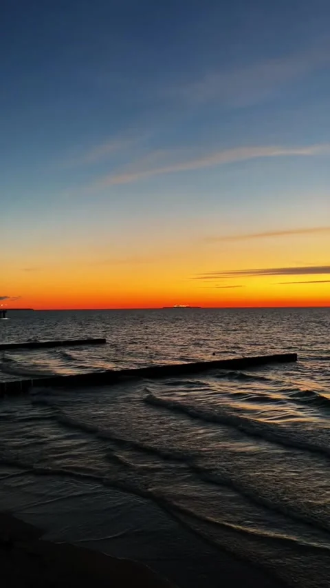 Ocean Sunset Gentle Waves Twilight Glow Stock Footage 317629128