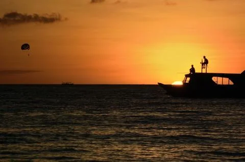 Ocean sunset landscape Stock Photos