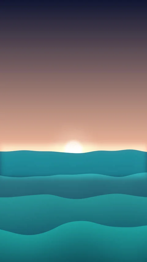 Ocean sunset loop animation with sea waves, sun and gradient sky Stock Footage 346550293
