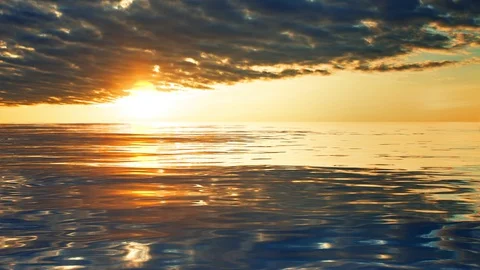 The Ocean At Sunset Looped Background Stock Footage 129345032