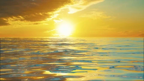 The Ocean At Sunset Looped Background Stock Footage 129780304