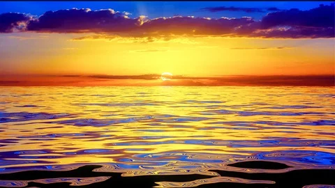 The Ocean At Sunset Looped Background Stock Footage 129988925