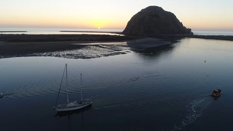 Ocean Sunset Morro Bay Pan Left Rotate Rise Right 스톡 동영상 102189961