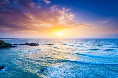 Ocean on sunset Stock Photos