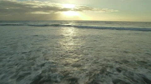 Ocean sunset with rolling waves 4k Stock Footage 169740266