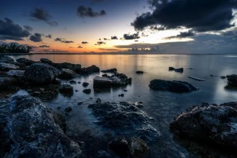 Ocean Sunset from the Shore Stock Photos