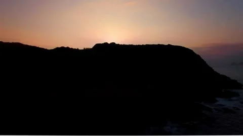 Ocean Sunset Silhouette View Stock Footage 307909616