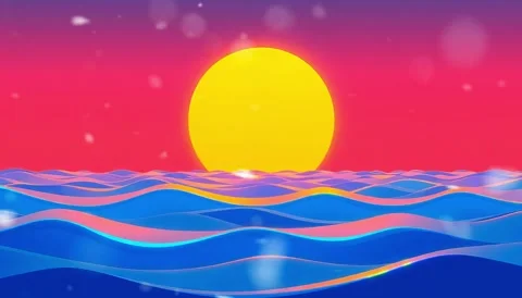 **Ocean SunSet Snow: What magic occurs when the ocean is painted by snow? This Stock Footage 307005061