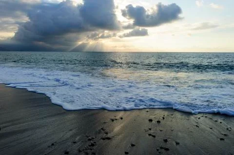 Ocean Sunset Sun Rays Stock Photos