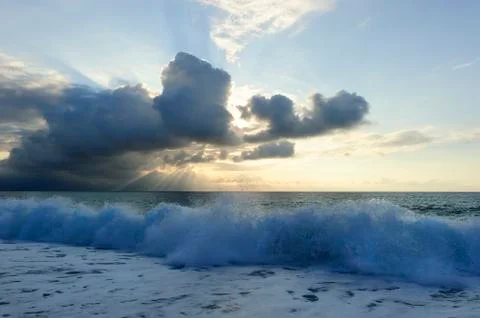 Ocean Sunset Sun Rays Stock Photos