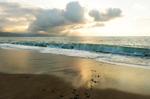 Ocean Sunset Sun Rays Stock Photos