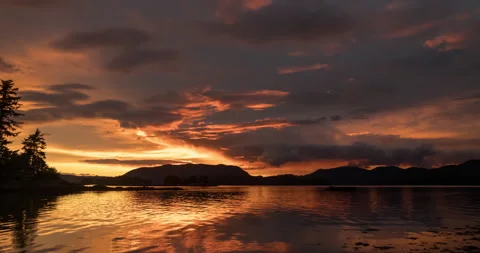 Ocean sunset time laspe over islands Stock Footage 165245120