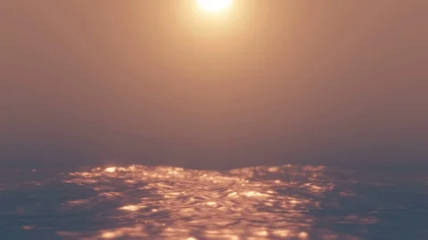 Ocean at sunset time with sun light reflection on sea water surface. Stockbeeldmateriaal 117146071