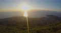 Ocean sunset timelapse, beautiful view on evening city from mountain peak 4k or 4k+ Resolution