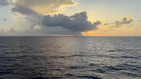 Ocean Sunset Timelapse With Dramatic Clouds Over Calm Sea Horizon Stock Footage 336590638