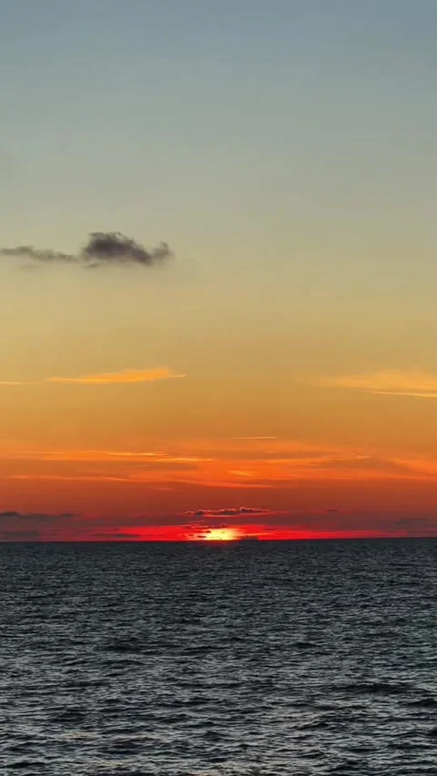 Ocean Sunset Vibrant Orange Red Hues Stock Footage 317628944