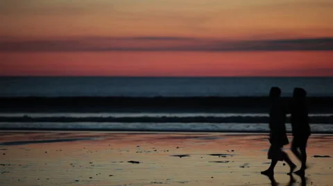 Ocean sunset walk Stock Footage 50016438