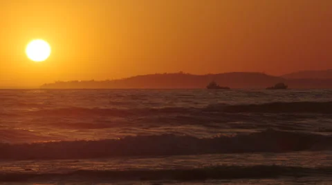 Ocean Sunset with Waves Crashing Stock Footage 68795648