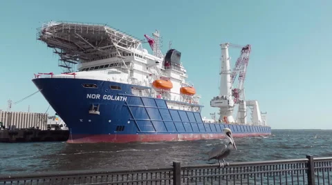 Ocean Support Vessel with Pelican Video stock 60216769