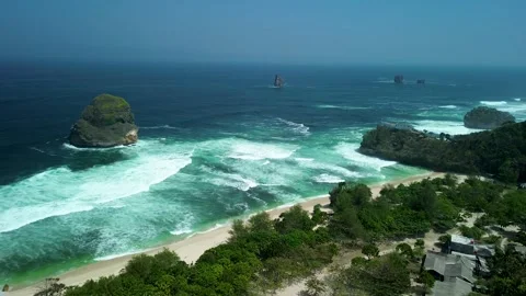 Ocean Surf Around Goa Cina Beach Malang Islets August 4 2026 Video stock 342344949