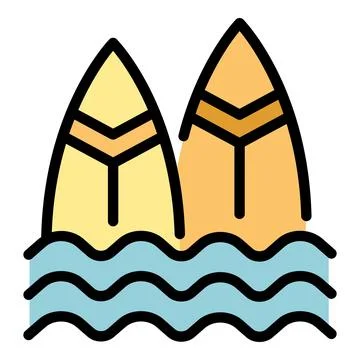 Ocean surf board icon vector flat Stock Illustration