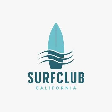 Ocean surf logo vector illustration design, abstract and surfing board logo Stock Illustration